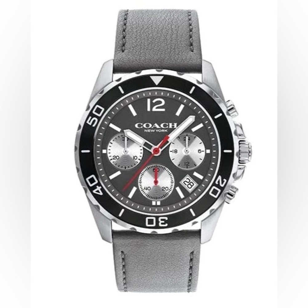 🖤🖤 Coach Kent Grey Dial Grey Leather Strap Watch For Men - 14602561 - Picture 2 of 16